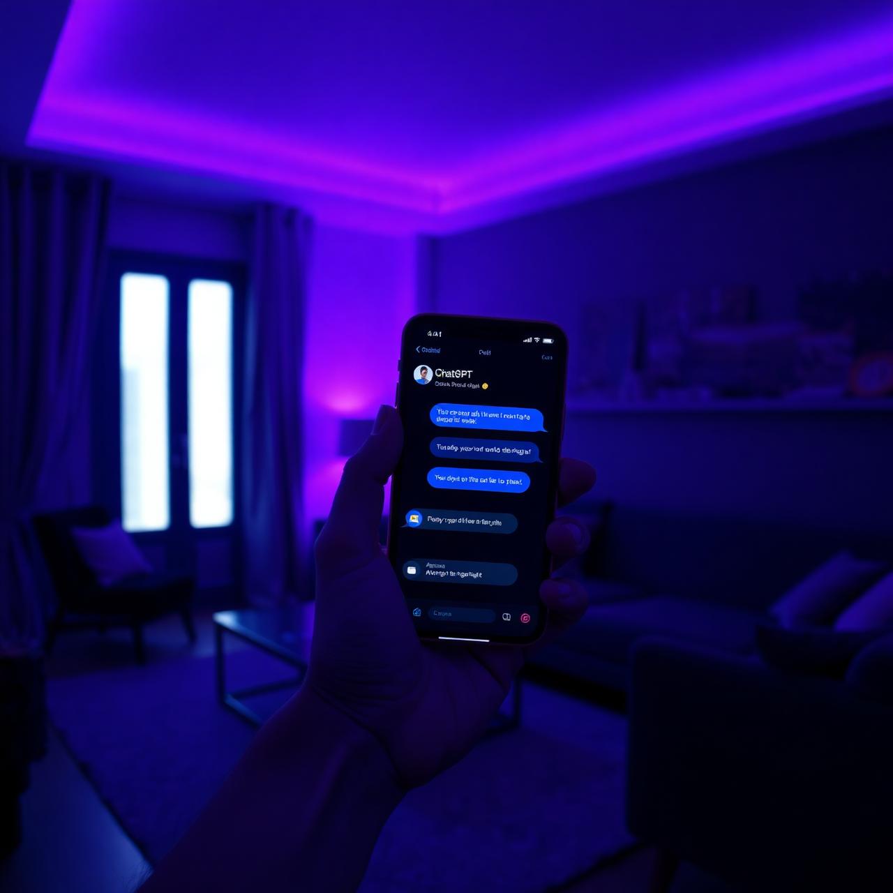 iPhone · ChatGPT interacting with the Cauchy Hub — Speak in intent.